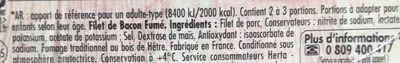 Lista de ingredientes del producto Bacon fumé Herta 10 g