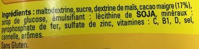 Lista de ingredientes del producto NESQUIK Moins de Sucres Poudre Cacaotée boîte Nestlé, Nesquik 650 g