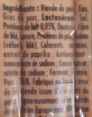 Lista de ingredientes del producto Knacki original Herta, Nestlé 1.4 kg (4 sachets de 10 pièces de 35 g)