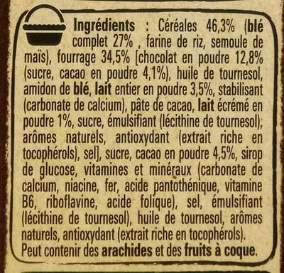 Lista de ingredientes del producto Chocapic ChocoCrush Nestlé,  Chocapic 410 g