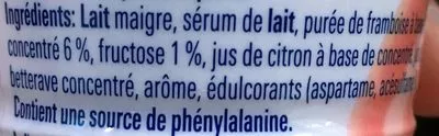 Lista de ingredientes del producto Yaourt à Boire Framboise Hirz, Nestlé 250 ml