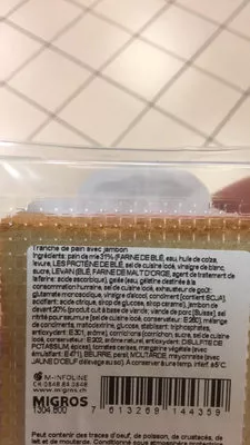 Lista de ingredientes del producto Canapé jambon Migros 90g