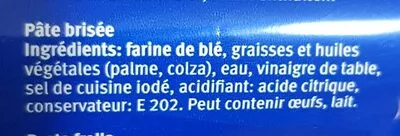 Lista de ingredientes del producto Pâte à gâteau brisée M Classic 