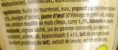 Lista de ingredientes del producto Fresh dip Curry Anna's Best, Migros 125 g