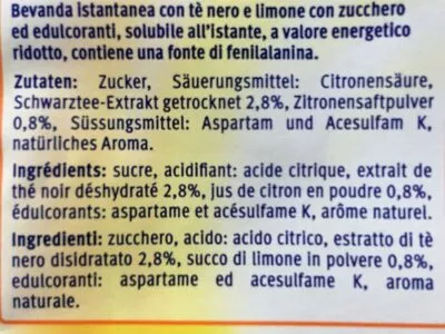 Lista de ingredientes del producto Ice tea light Migros 