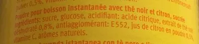 Lista de ingredientes del producto Thé au Citron Tea Time, Migros 300 g e