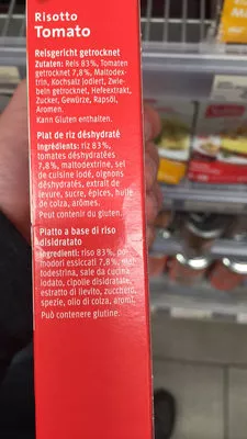 Lista de ingredientes del producto Risotto Tomato Subito, Migros 250 g