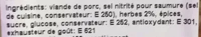 Lista de ingredientes del producto De la région LARD SECHE AUX HERBES MIGROS 