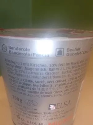 Lista de ingredientes del producto Excellence Joghurt Kirschen Excellence 150 g