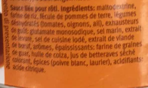 Lista de ingredientes del producto Sauce liée pour rôti Migros, Aha! 180 g e