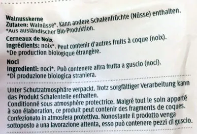 Lista de ingredientes del producto Migros Bio Walnusskerne Migros Bio, Migros, Delica 100 g