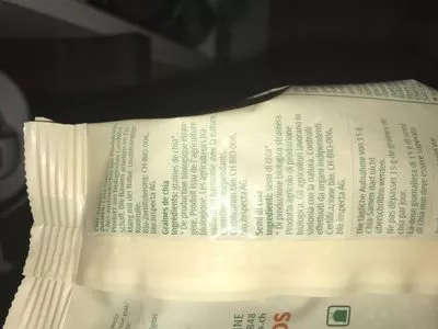 Lista de ingredientes del producto Chia graines Migros Bio, Migros 200 g