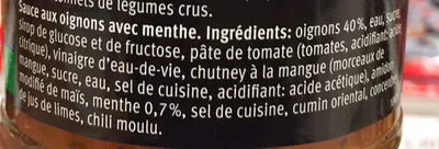 Lista de ingredientes del producto Sauce Froide aux Oignons et Menthe Namaste India, Migros 195 g e