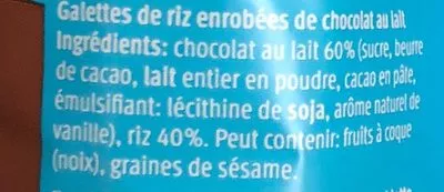 Lista de ingredientes del producto Galettes de riz au chocolat au lait Migros 84 g