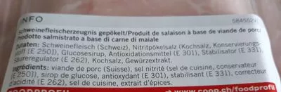 Lista de ingredientes del producto Jambon arrière Coop 120 g