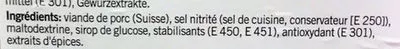 Lista de ingredientes del producto Jambon Arrière Coop 165 g