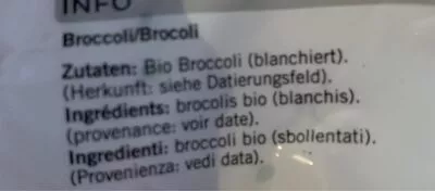 Lista de ingredientes del producto Brocolis Coop Naturaplan 400g