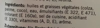 Lista de ingredientes del producto Margarine Coop Prix Garantie 