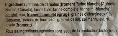 Lista de ingredientes del producto Pain de campagne aux graines bio coop, Naturaplan 400 g