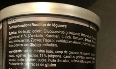 Lista de ingredientes del producto Bouillon de legumes  