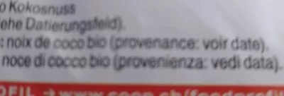 Lista de ingredientes del producto Noix de coco râpée Coop Naturaplan 200 g