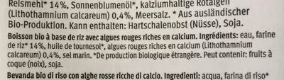 Lista de ingredientes del producto Lait de riz Migros Bio 