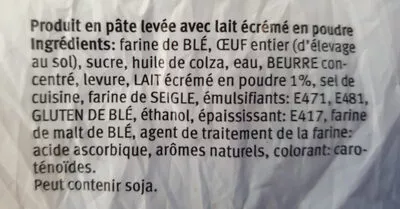 Lista de ingredientes del producto Petits pains au lait  350 g