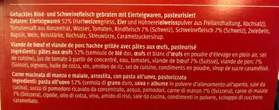 Lista de ingredientes del producto Viande hachée avec cornettes Migros 