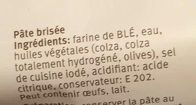 Lista de ingredientes del producto Pâte à gâteau brisée Migros, M Budget 600g