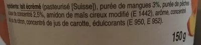 Lista de ingredientes del producto Skyr Mangue-pêche Coop 