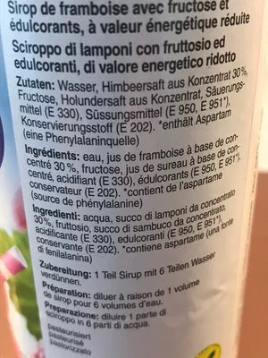 Lista de ingredientes del producto Sirop de Framboise Coop 100ml