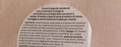 Lista de ingredientes del producto Saucisse au fromage Betty Bossi 180