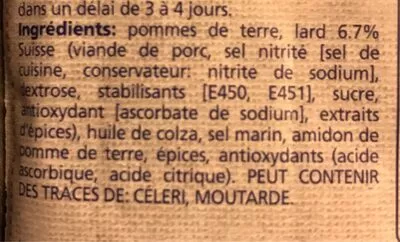 Lista de ingredientes del producto Berner Rösti Héro 275g