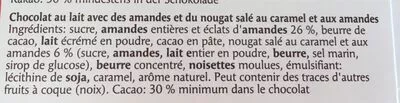 Lista de ingredientes del producto LAIT AMANDES ET CARAMEL SALÉ Frey, Migros 180 g