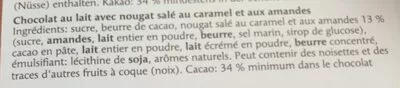 Lista de ingredientes del producto Chocolat lait caramel salé Frey 100 g