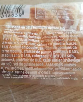 Lista de ingredientes del producto Croissant aux amandes Migros 