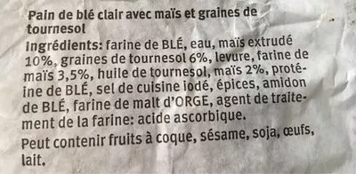 Lista de ingredientes del producto Pain du champ de maïs Migros 300 g