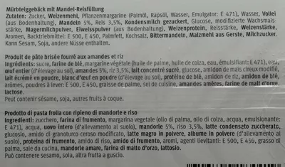 Lista de ingredientes del producto Tartelettes de Pâques sans Raisin Migros, Jowa 150 g