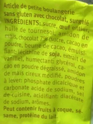 Lista de ingredientes del producto Muffin au chocolat  