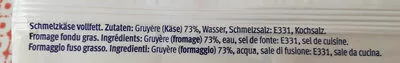 Lista de ingredientes del producto Gruyère fondu tranches Migros 600g