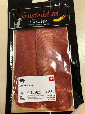 Lista de ingredientes del producto Chorizo lomo Migros 129 g