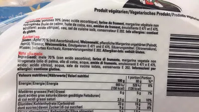 Lista de ingredientes del producto Gâteau aux pommes  