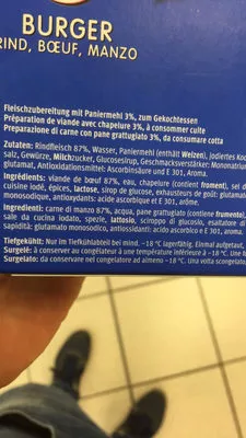 Lista de ingredientes del producto Burger boeuf Léger, Migros 280 g