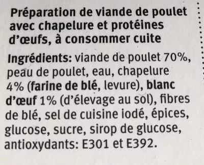 Lista de ingredientes del producto Pouletburger Optigal, Micarna, Migros, M Budget 460 g e (4 * 90 g)