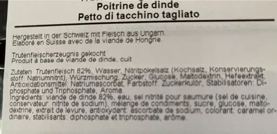 Lista de ingredientes del producto Trutenbrust denner 0.150 kg