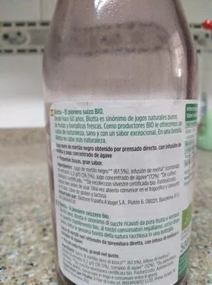 Lista de ingredientes del producto Mirtillo negro Biotta 500 ml