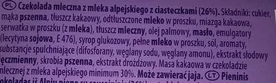 Lista de ingredientes del producto Milka Alpine Milk Chocolate With Lu Biscuit Milka 