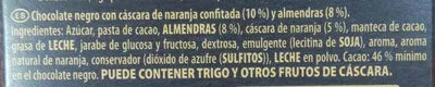 Lista de ingredientes del producto Negro Roc Almendra Entera Y Naranja Suchard 180 g (2x90g)