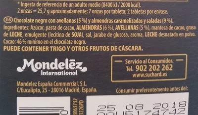 Lista de ingredientes del producto Suchard Chocolate Roc Almendra Entera Y Avellana Suchard 180 g