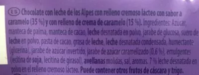 Lista de ingredientes del producto Chocolate con caramelo Milka 100g